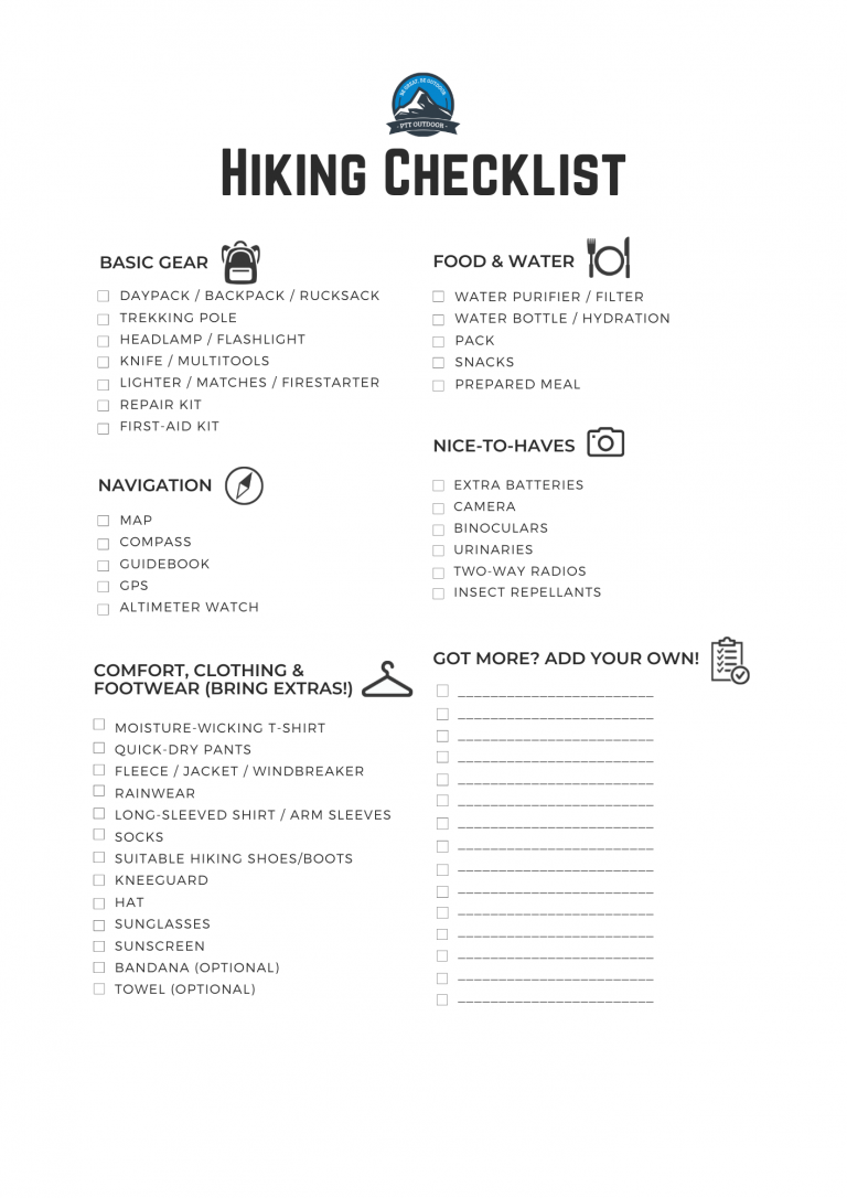 The Ultimate Hiking Checklist | PTT Outdoor