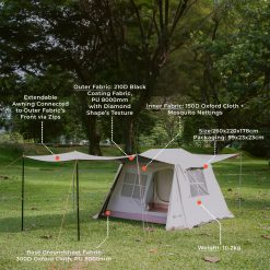 4 person Instant Cabin Tent, PTT Outdoor, 4p fixed,