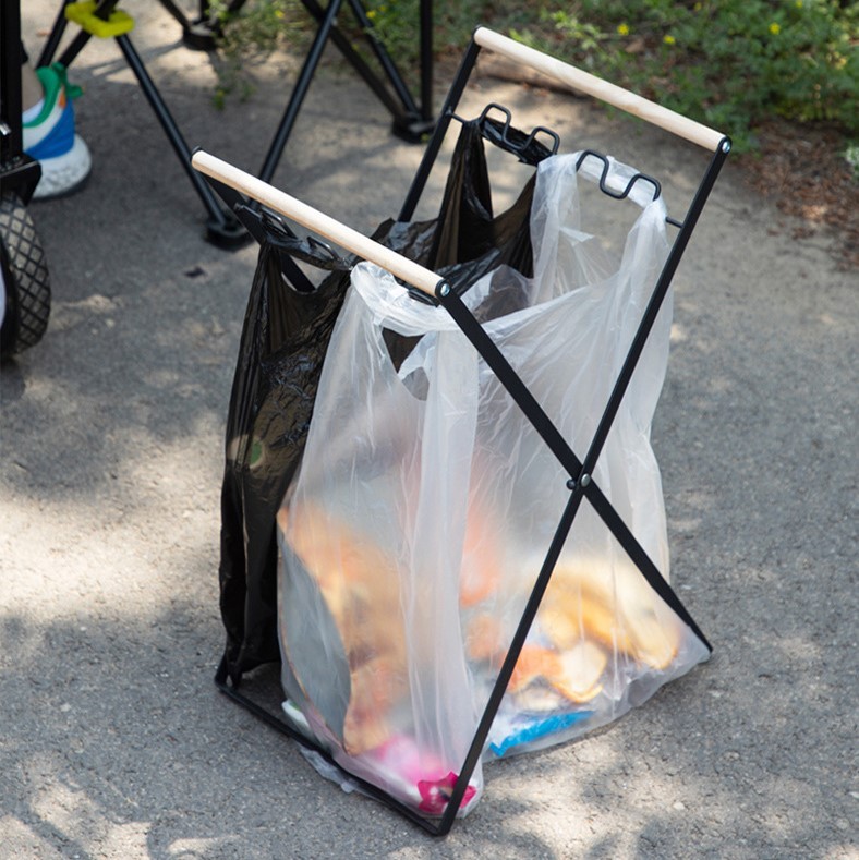 Foldable Plastic Garbage Hanging Shelf Outdoor Camping Rubbish Bag
