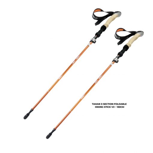 [ 100 SET ONLY ] TAHAN 3-Section Hiking Stick - Bundle of 2, PTT Outdoor, TAHAN 3 Section Foldable Hiking Stick V2 130cm Combo,