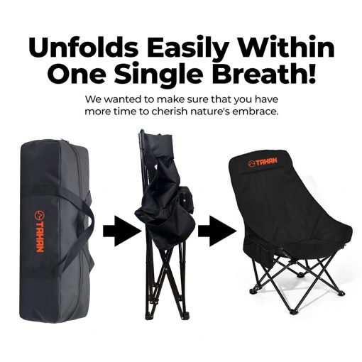 TAHAN ErgoShift Highback Camping Chair, PTT Outdoor, highback unfolding,