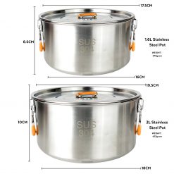 [COMBO DEALS] Camping Cooking Bundle, PTT Outdoor, pro chef stainless steel outdoor cookset size 1 1,