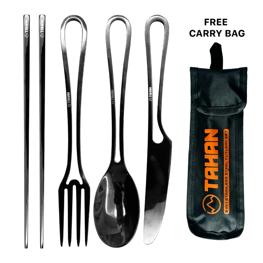 L Prochef Cookset Combo, PTT Outdoor, tahan 3 in 1 stainless steel cutlery set COMBO,