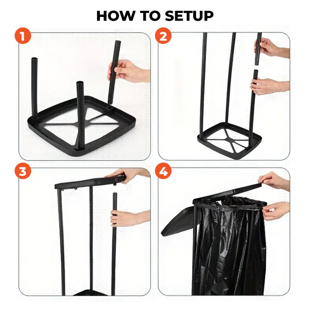 TAHAN Collapsible Garbage Bag Holder, PTT Outdoor, tahan collapsible0garbage bag holder setup,