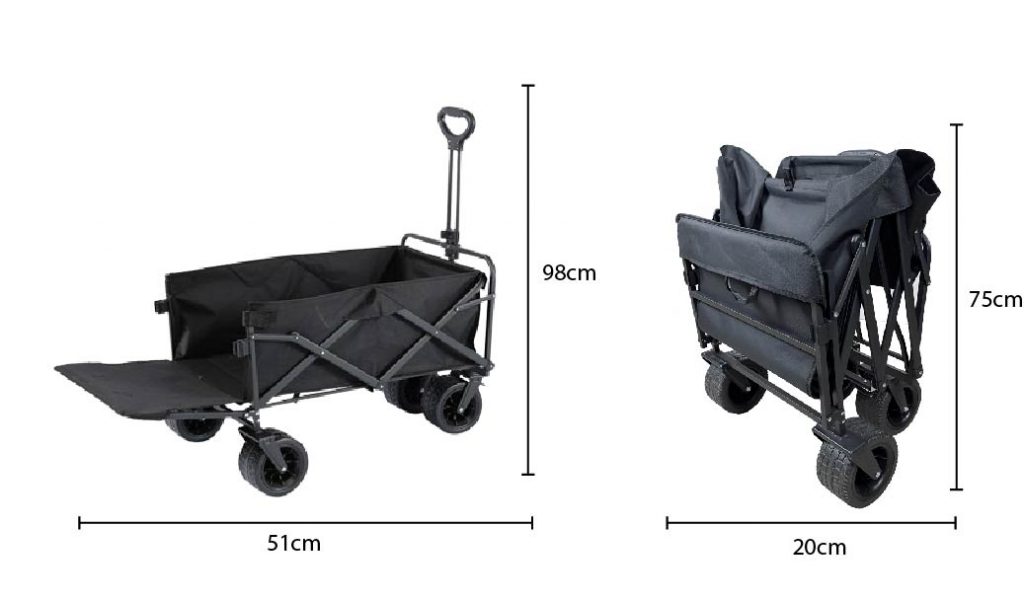 Foldable Camping Wagon 150L, PTT Outdoor, wagon folded,